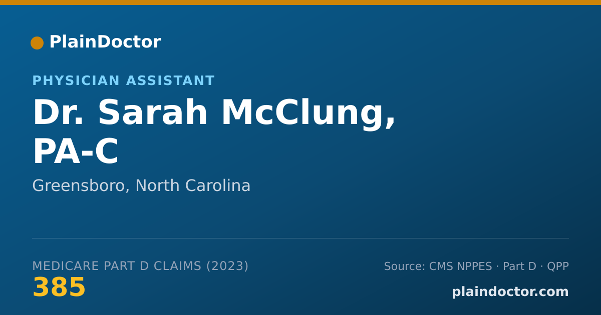 Shareable card for Sarah McClung, PA-C - Physician Assistant, Greensboro, NC
