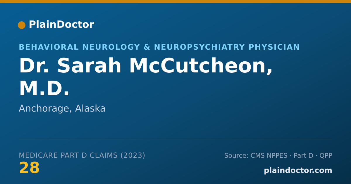 Shareable card for Sarah McCutcheon, M.D. - Behavioral Neurology & Neuropsychiatry Physician, Anchorage, AK