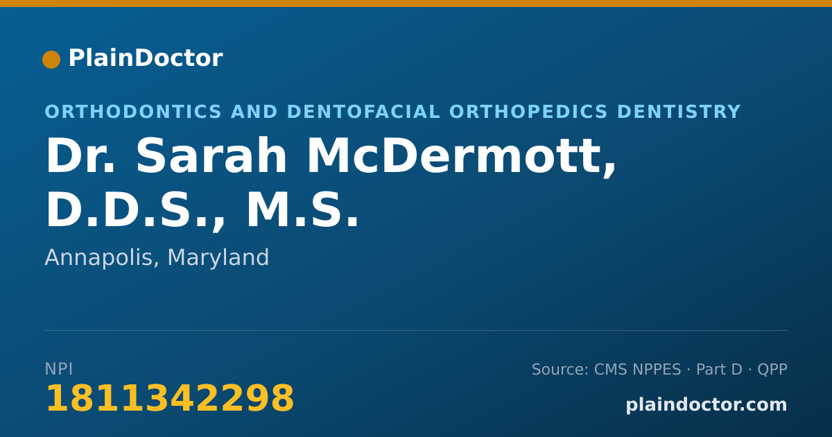 Shareable card for Sarah McDermott, D.D.S., M.S. - Orthodontics and Dentofacial Orthopedics Dentistry, Annapolis, MD