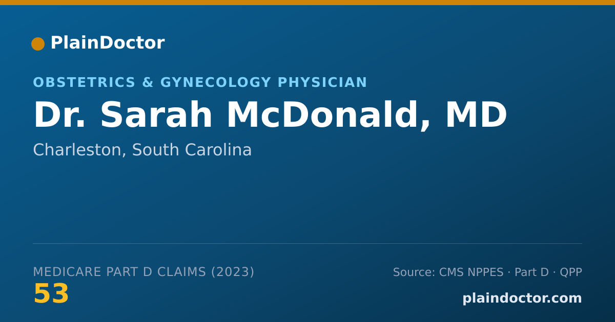 Shareable card for Sarah McDonald, MD - Obstetrics & Gynecology Physician, Charleston, SC