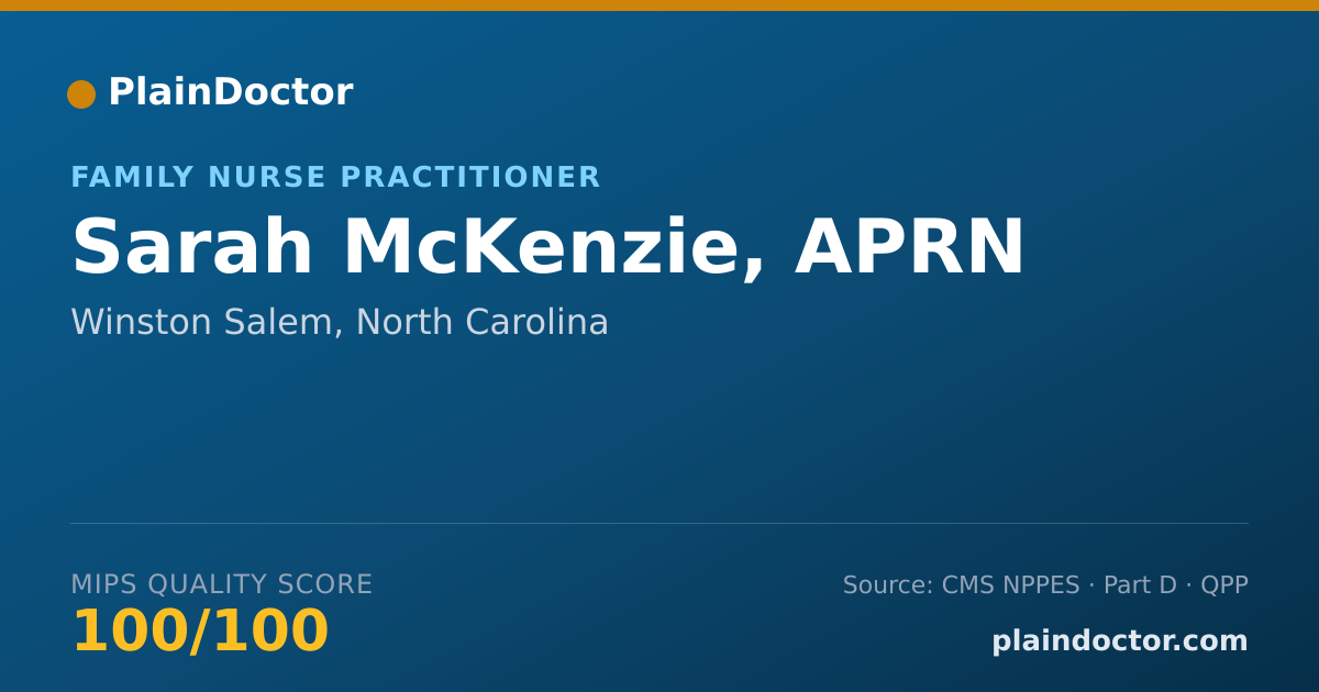 Shareable card for Sarah McKenzie, APRN - Nurse Practitioner, Winston Salem, NC