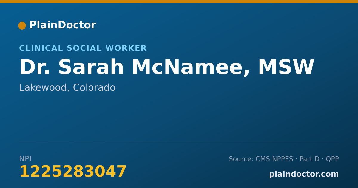 Shareable card for Sarah McNamee, MSW - Clinical Social Worker, Lakewood, CO