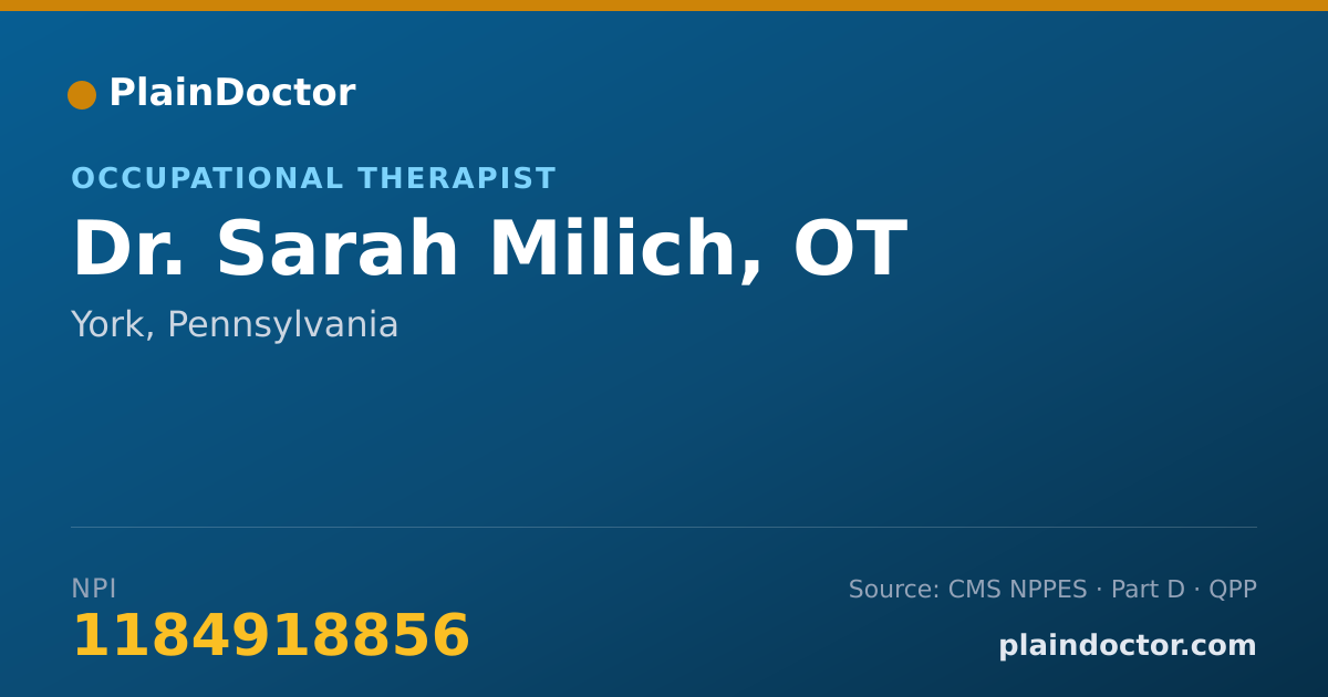 Shareable card for Sarah Milich, OT - Occupational Therapist, York, PA