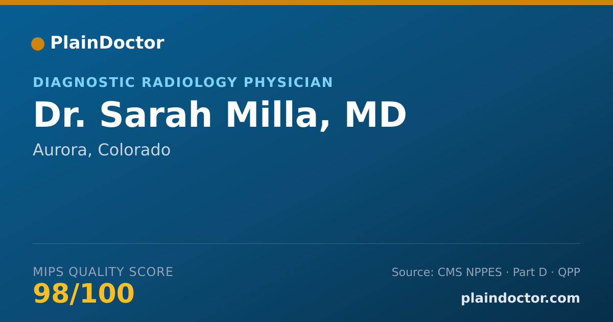 Shareable card for Sarah Milla, MD - Diagnostic Radiology Physician, Aurora, CO