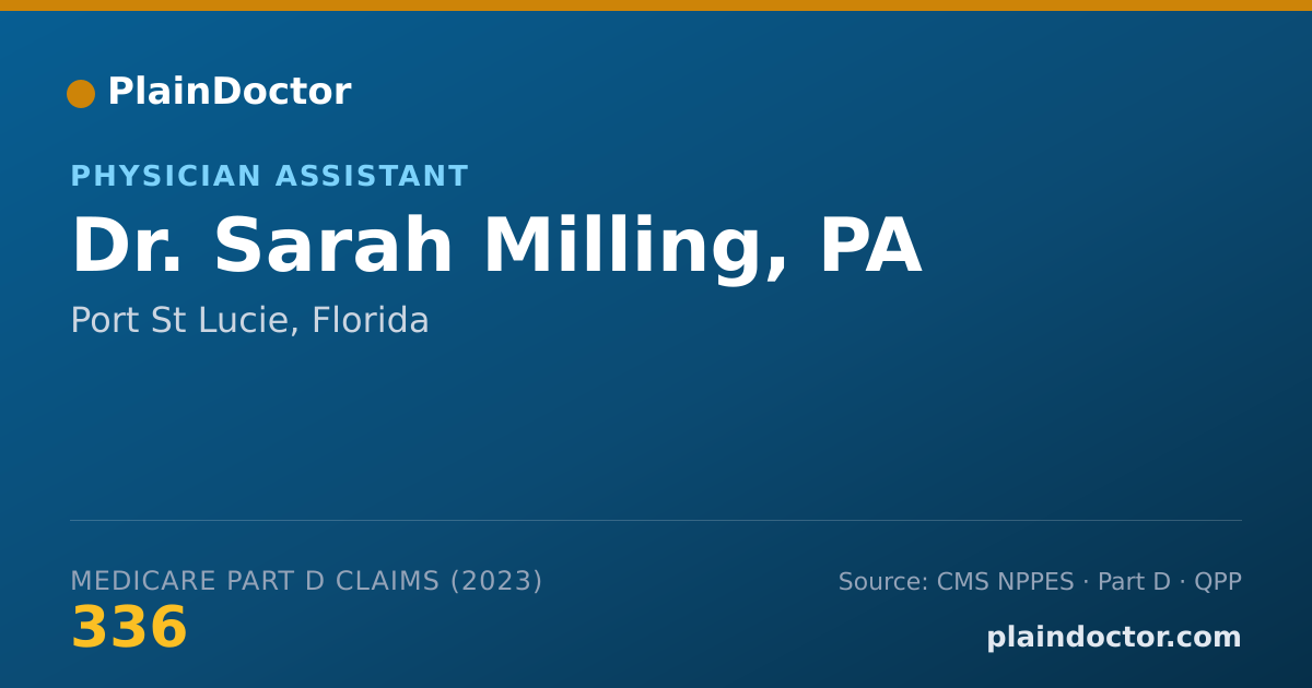 Shareable card for Sarah Milling, PA - Physician Assistant, Port St Lucie, FL
