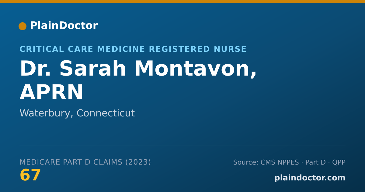 Shareable card for Sarah Montavon, APRN - Critical Care Medicine Registered Nurse, Waterbury, CT