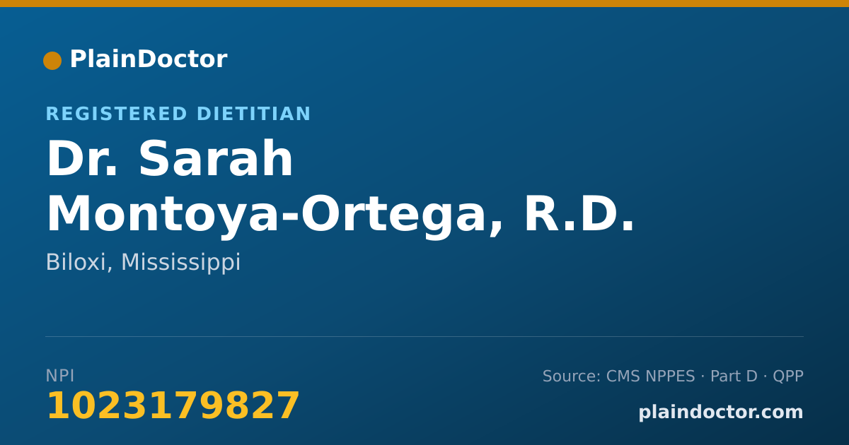 Shareable card for Sarah Montoya-Ortega, R.D. - Registered Dietitian, Biloxi, MS
