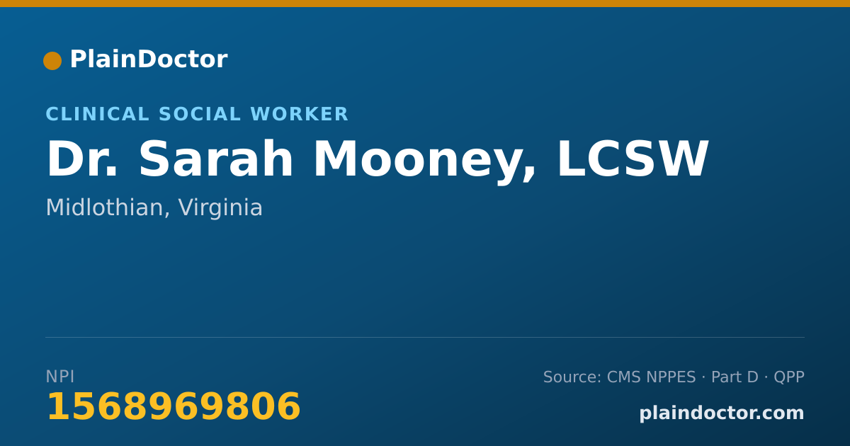 Shareable card for Sarah Mooney, LCSW - Clinical Social Worker, Midlothian, VA