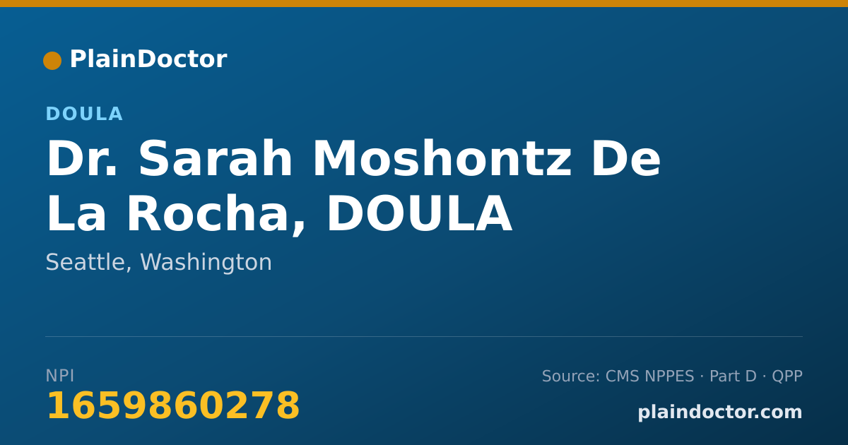 Shareable card for Sarah Moshontz De La Rocha, DOULA - Doula, Seattle, WA