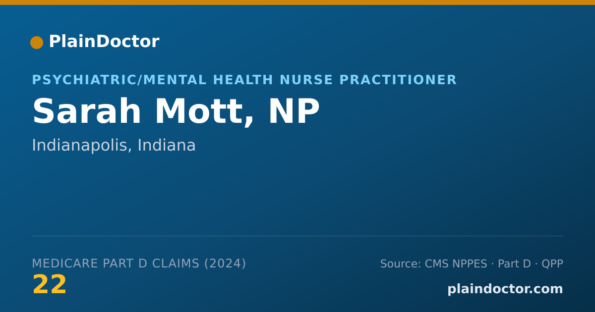 Shareable card for Sarah Mott, NP - Psychiatric/Mental Health Nurse Practitioner, Indianapolis, IN