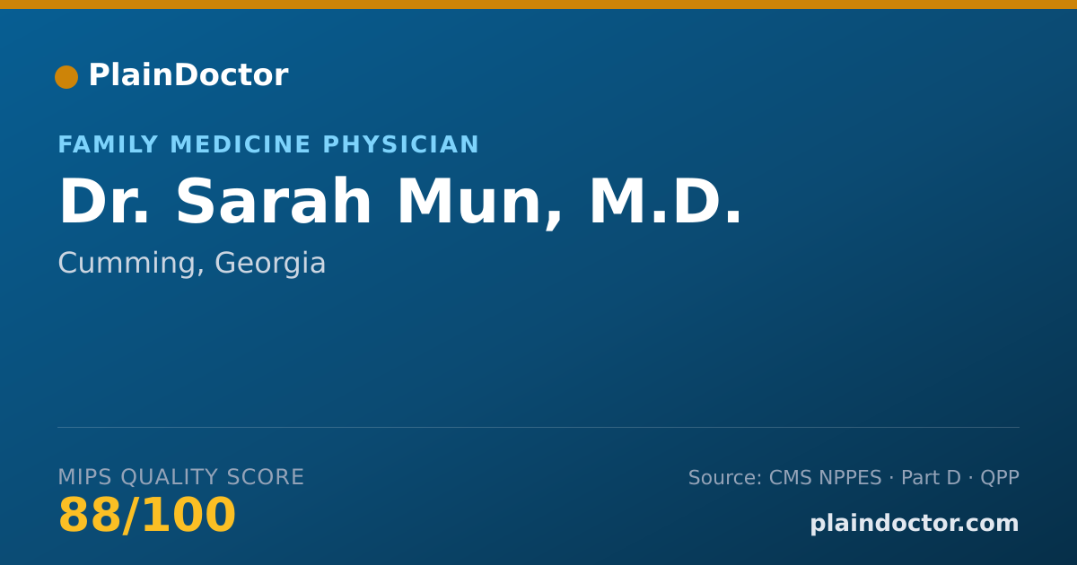 Shareable card for Sarah Mun, M.D. - Family Medicine Physician, Cumming, GA