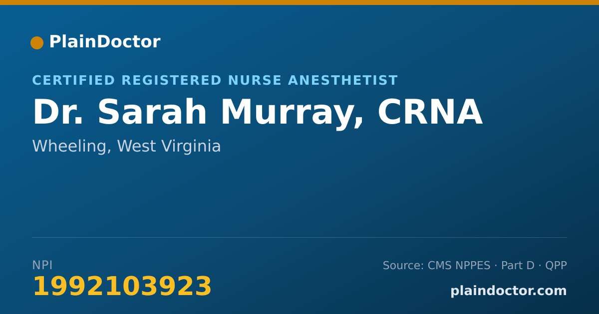 Shareable card for Sarah Murray, CRNA - Certified Registered Nurse Anesthetist, Wheeling, WV