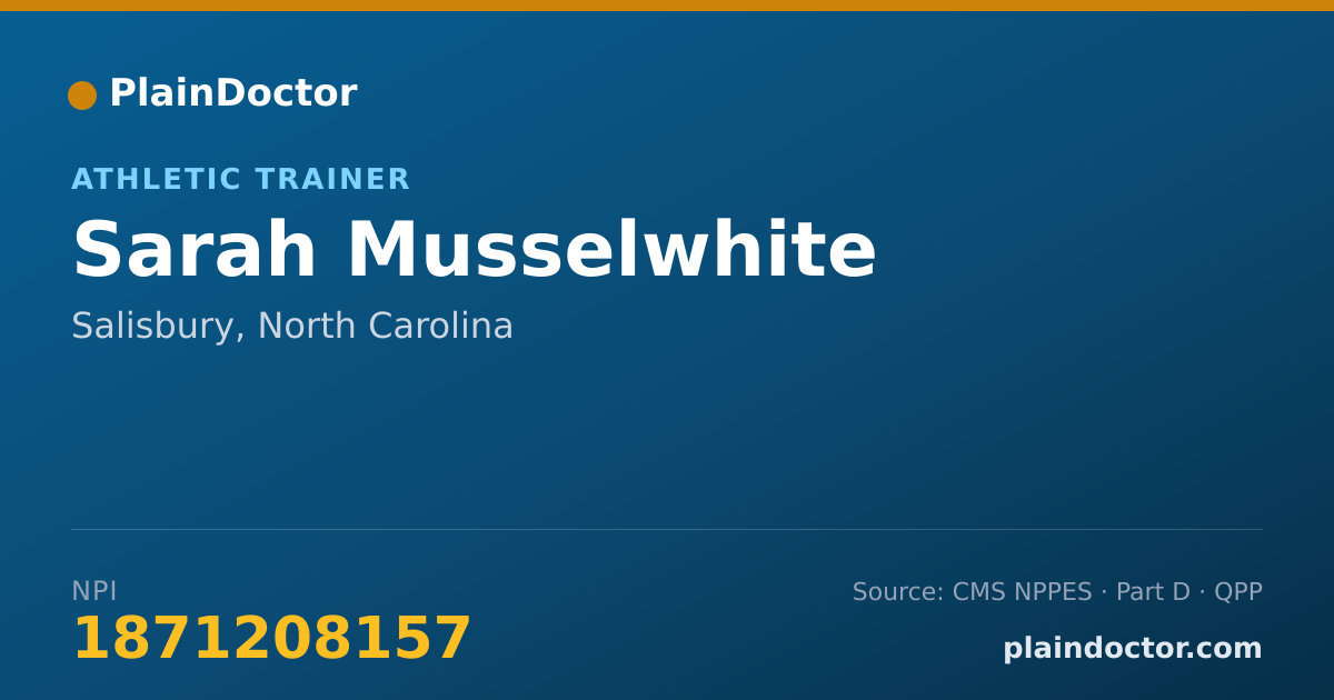 Shareable card for Sarah Musselwhite - Athletic Trainer, Salisbury, NC