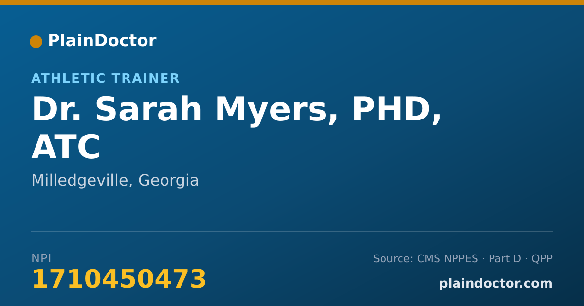 Shareable card for Sarah Myers, PHD, ATC - Athletic Trainer, Milledgeville, GA