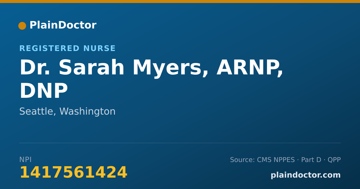 Shareable card for Sarah Myers, ARNP, DNP - Registered Nurse, Seattle, WA