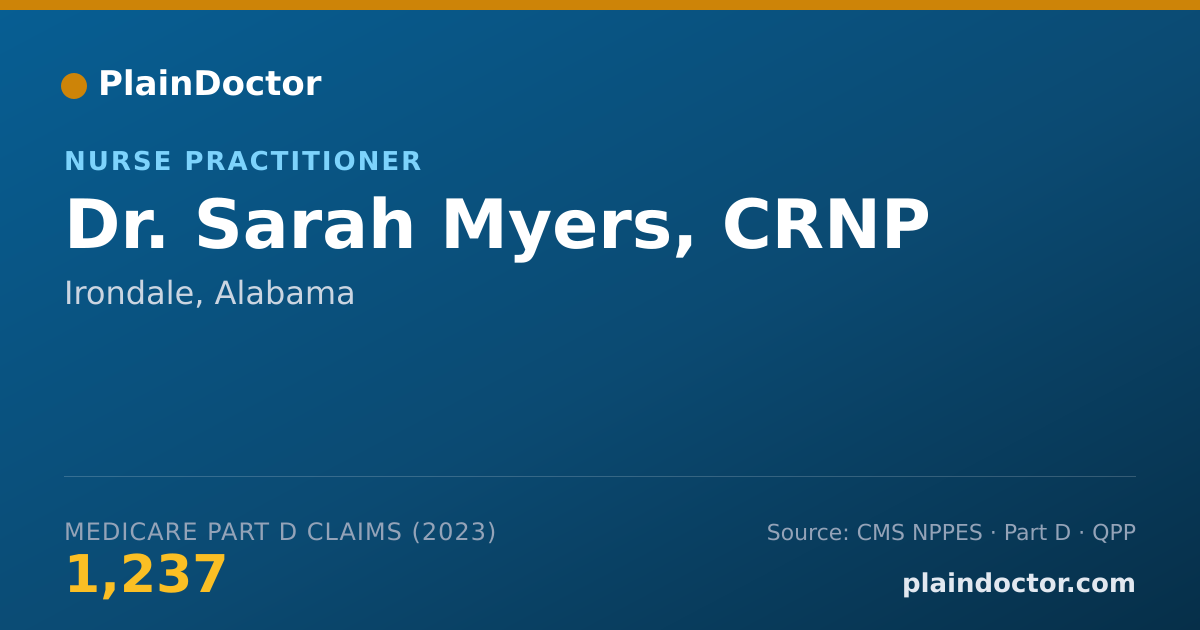 Shareable card for Sarah Myers, CRNP - Nurse Practitioner, Irondale, AL