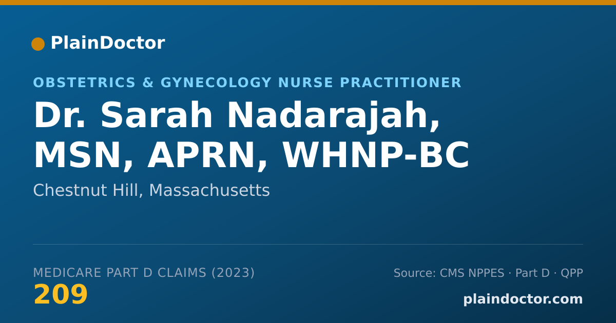 Shareable card for Sarah Nadarajah, MSN, APRN, WHNP-BC - Obstetrics & Gynecology Nurse Practitioner, Chestnut Hill, MA