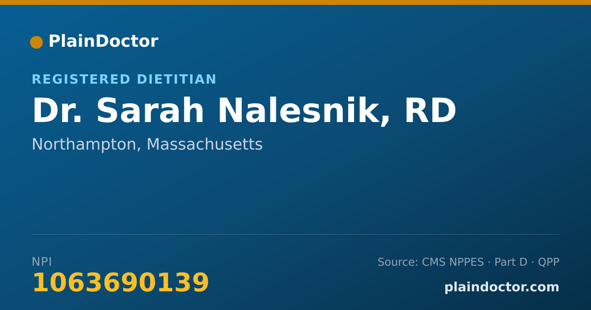 Shareable card for Sarah Nalesnik, RD - Registered Dietitian, Northampton, MA