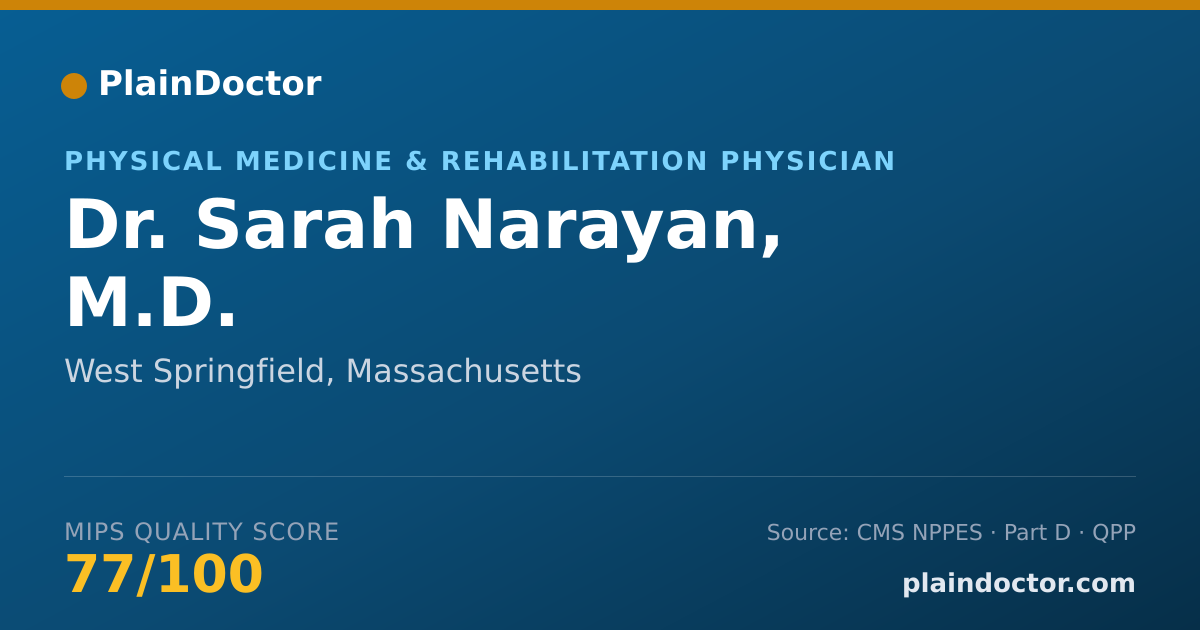 Shareable card for Sarah Narayan, M.D. - Physical Medicine & Rehabilitation Physician, West Springfield, MA