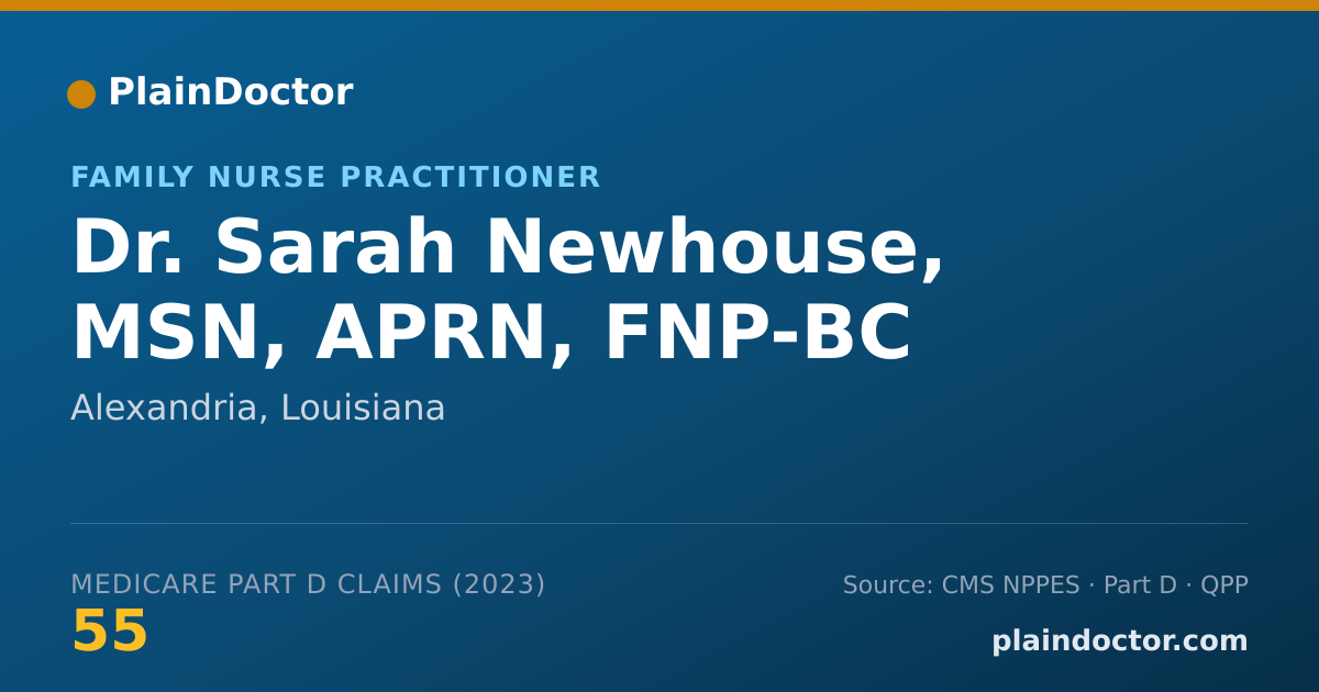 Shareable card for Sarah Newhouse, MSN, APRN, FNP-BC - Family Nurse Practitioner, Alexandria, LA