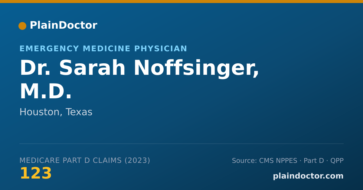 Shareable card for Sarah Noffsinger, M.D. - Emergency Medicine Physician, Houston, TX