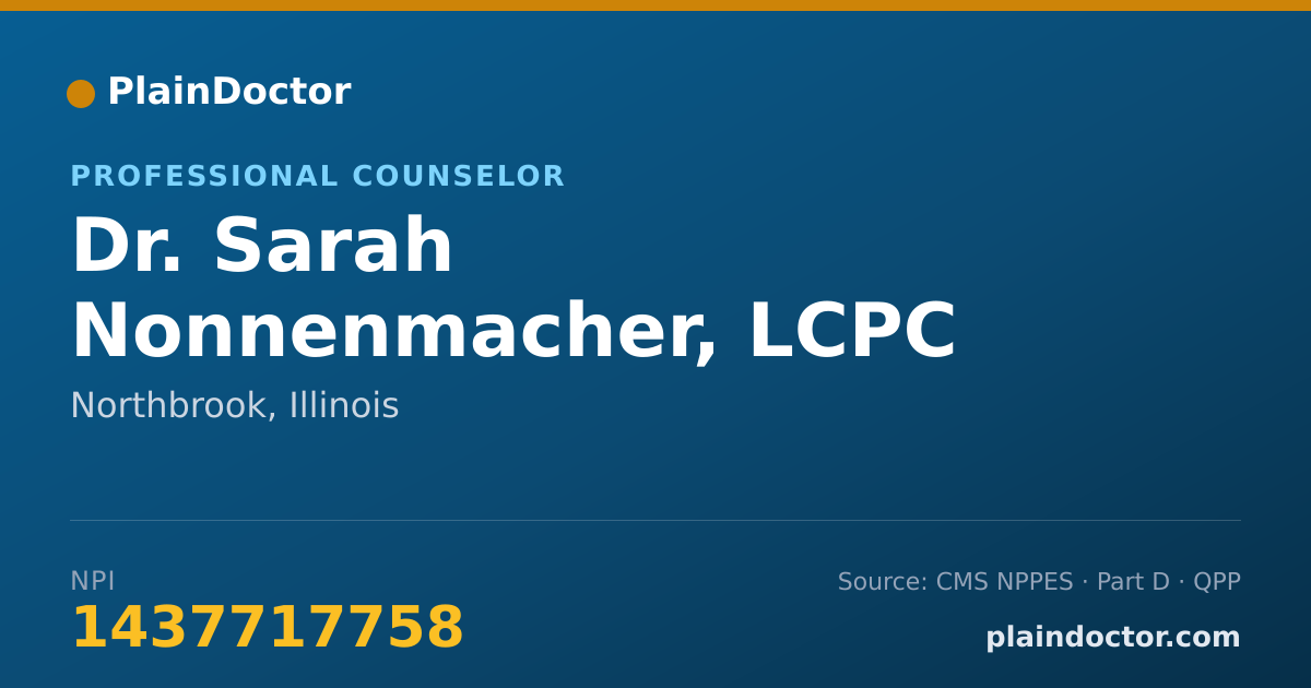 Shareable card for Sarah Nonnenmacher, LCPC - Professional Counselor, Northbrook, IL