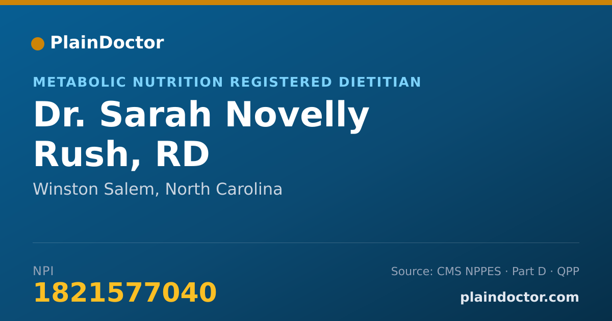 Shareable card for Sarah Novelly Rush, RD - Metabolic Nutrition Registered Dietitian, Winston Salem, NC