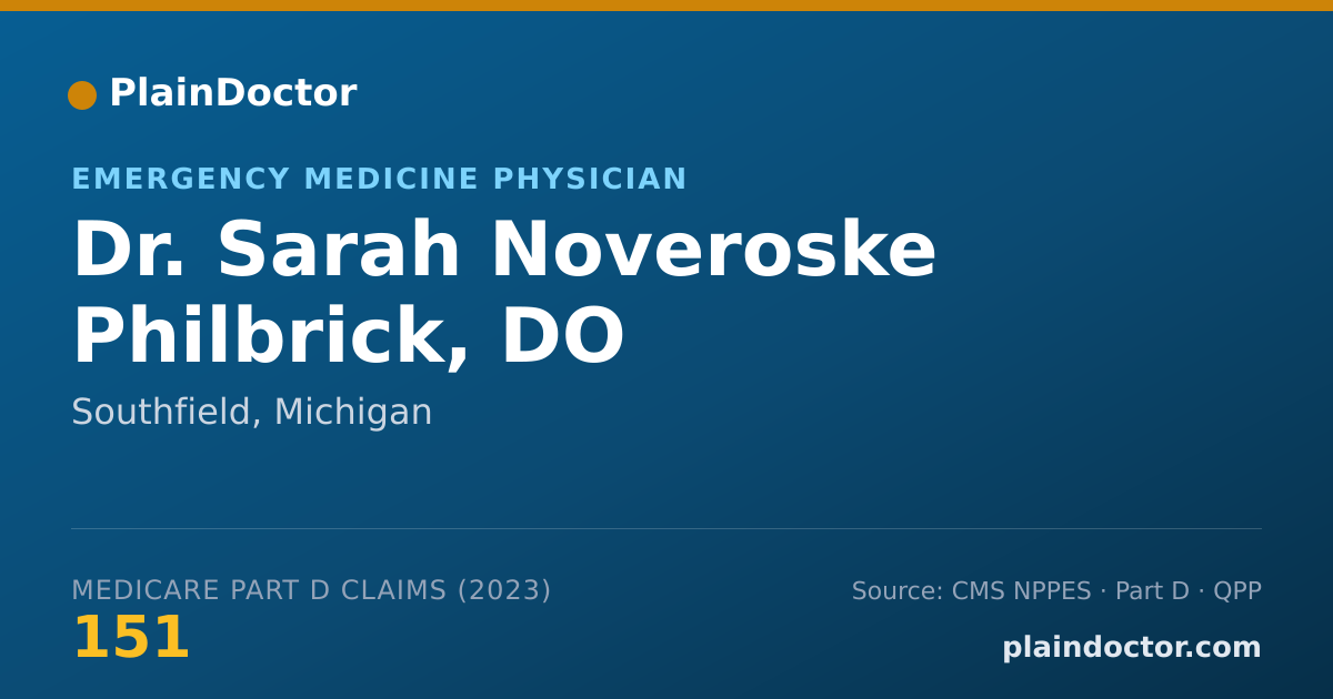 Shareable card for Sarah Noveroske Philbrick, DO - Emergency Medicine Physician, Southfield, MI