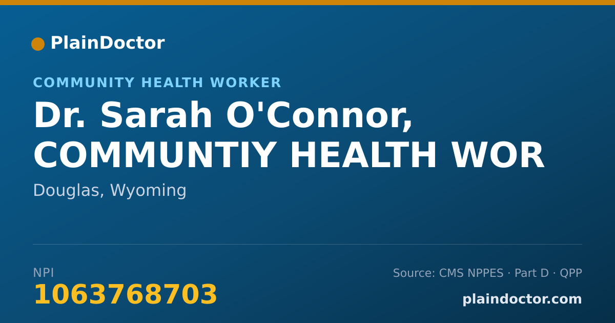 Shareable card for Sarah O'Connor, COMMUNTIY HEALTH WOR - Community Health Worker, Douglas, WY