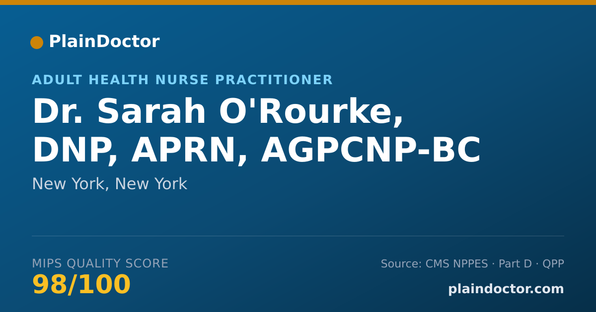 Shareable card for Sarah O'Rourke, DNP, APRN, AGPCNP-BC - Adult Health Nurse Practitioner, New York, NY