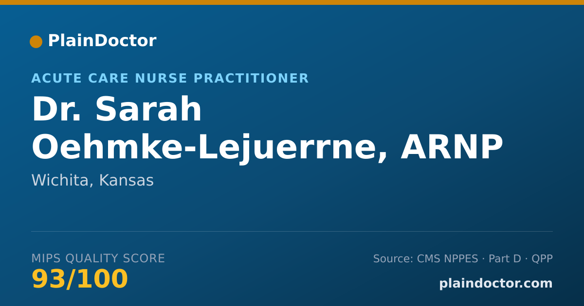 Shareable card for Sarah Oehmke-Lejuerrne, ARNP - Acute Care Nurse Practitioner, Wichita, KS
