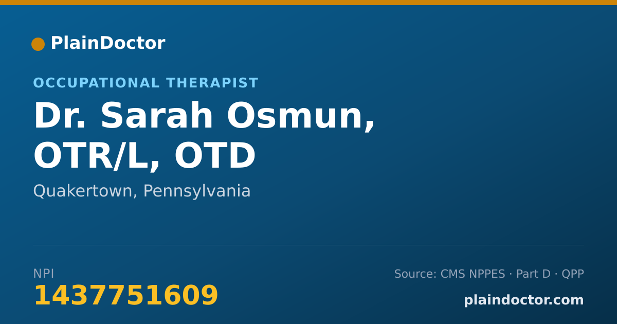 Shareable card for Sarah Osmun, OTR/L, OTD - Occupational Therapist, Quakertown, PA