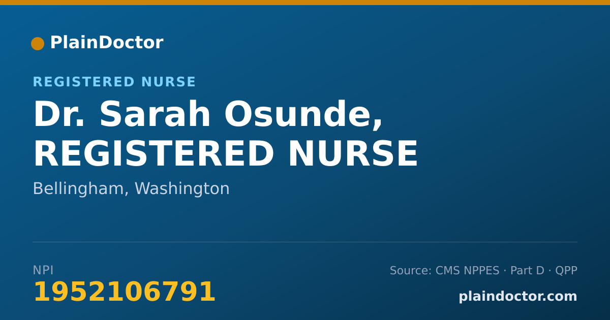 Shareable card for Sarah Osunde, REGISTERED NURSE - Registered Nurse, Bellingham, WA