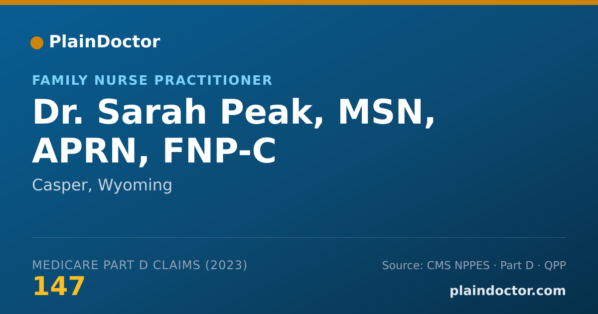 Shareable card for Sarah Peak, MSN, APRN, FNP-C - Family Nurse Practitioner, Casper, WY