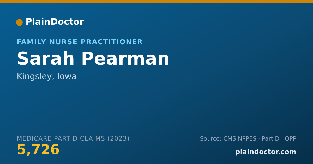 Shareable card for Sarah Pearman - Family Nurse Practitioner, Kingsley, IA