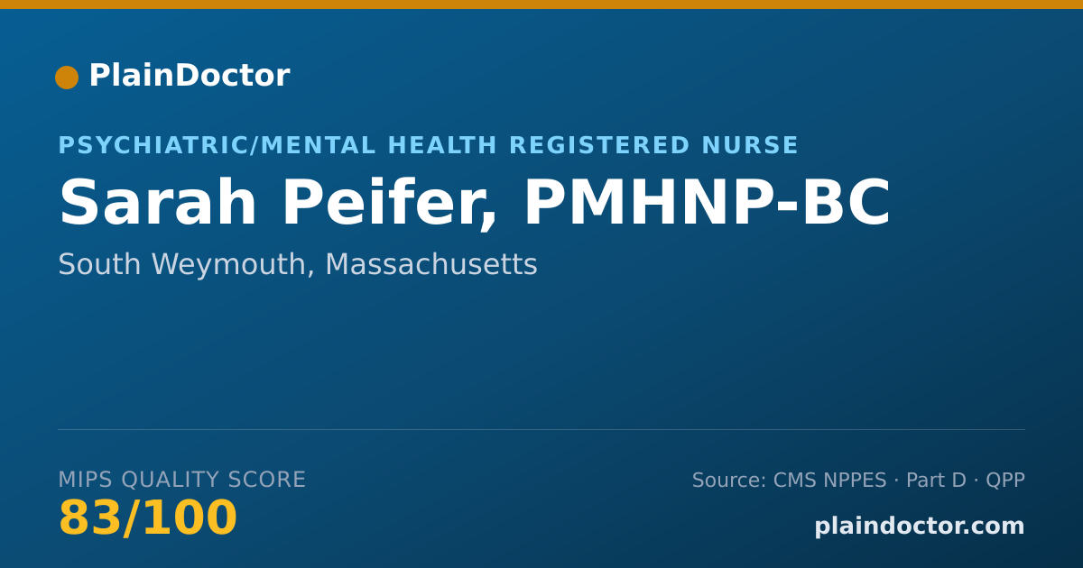 Shareable card for Sarah Peifer, PMHNP-BC - Psychiatric/Mental Health Registered Nurse, South Weymouth, MA