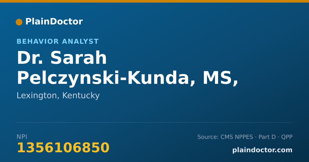 Shareable card for Sarah Pelczynski-Kunda, MS, BCBA, LBA - Behavior Analyst, Lexington, KY