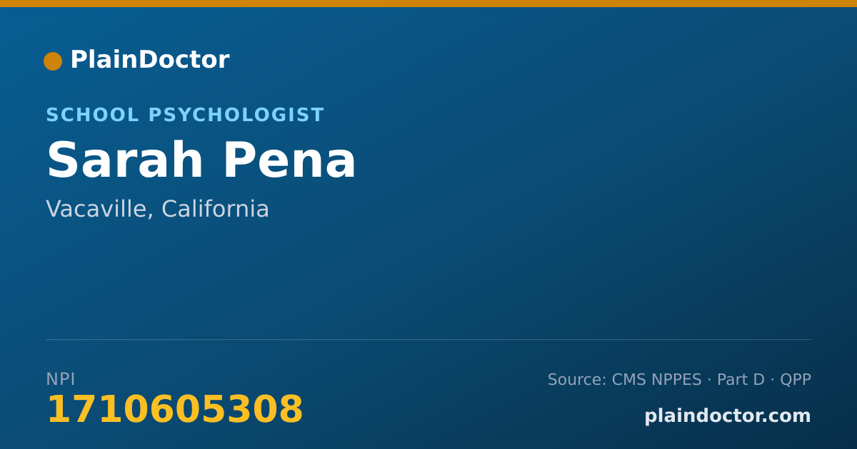Shareable card for Sarah Pena - School Psychologist, Vacaville, CA