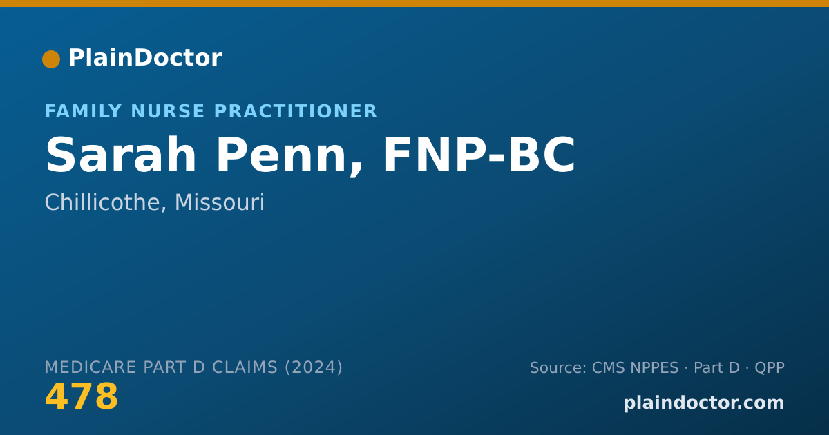 Shareable card for Sarah Penn, FNP-BC - Family Nurse Practitioner, Chillicothe, MO