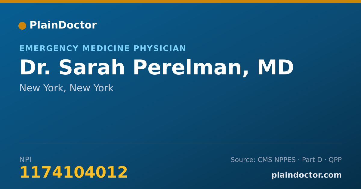 Shareable card for Sarah Perelman, MD - Emergency Medicine Physician, New York, NY