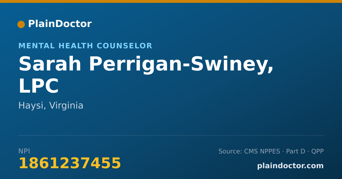 Shareable card for Sarah Perrigan-Swiney, LPC - Mental Health Counselor, Haysi, VA