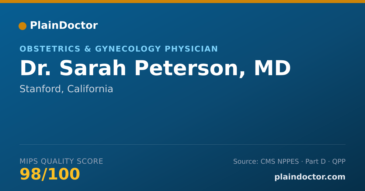 Shareable card for Sarah Peterson, MD - Obstetrics & Gynecology Physician, Stanford, CA