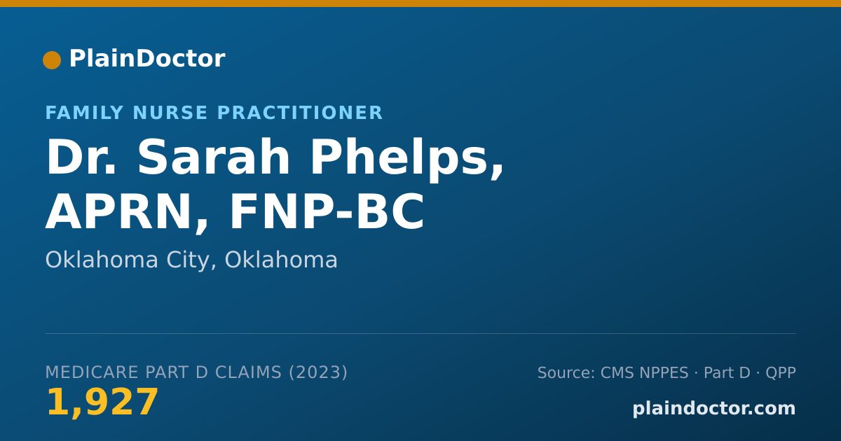 Shareable card for Sarah Phelps, APRN, FNP-BC - Family Nurse Practitioner, Oklahoma City, OK