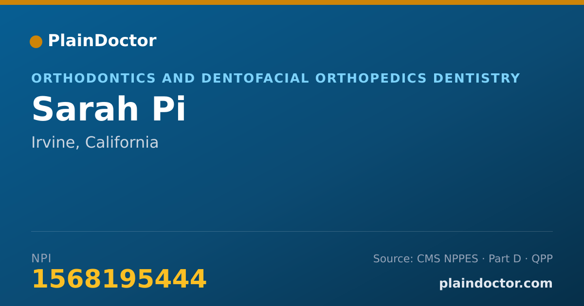 Shareable card for Sarah Pi - Orthodontics and Dentofacial Orthopedics Dentistry, Irvine, CA