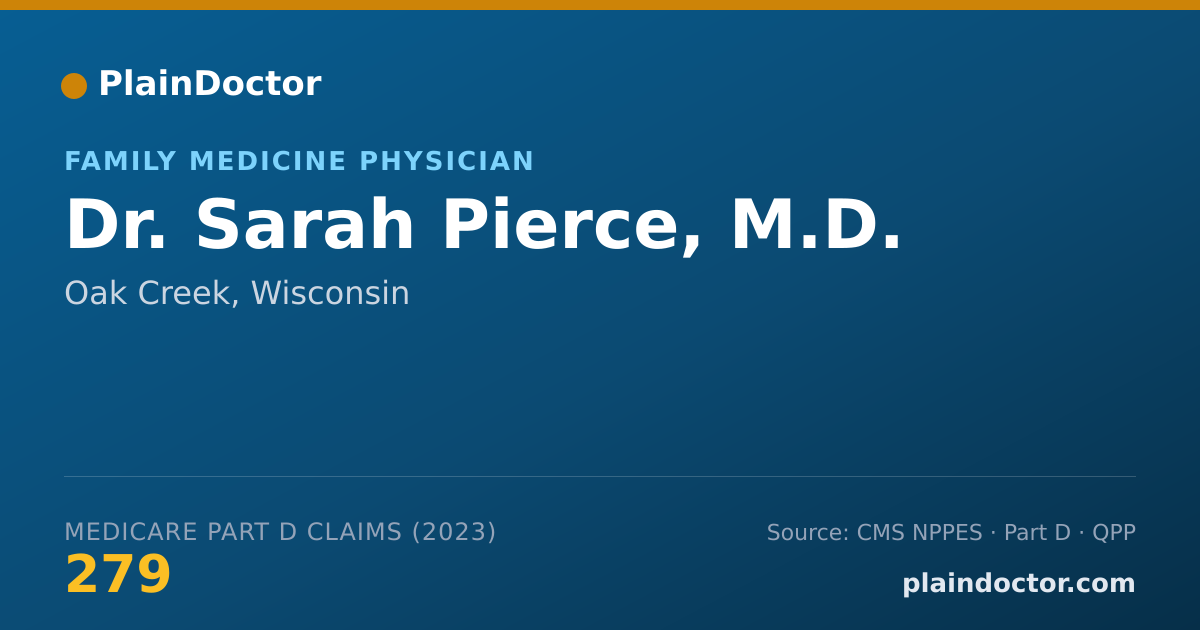 Shareable card for Sarah Pierce, M.D. - Family Medicine Physician, Oak Creek, WI