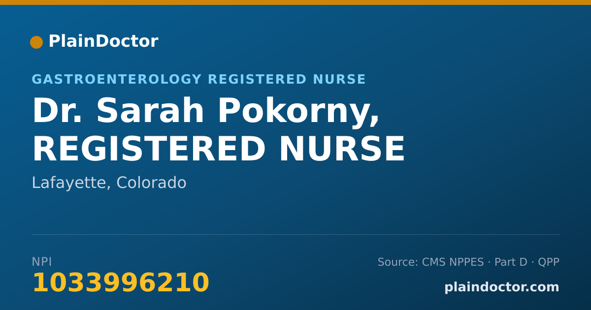 Shareable card for Sarah Pokorny, REGISTERED NURSE - Gastroenterology Registered Nurse, Lafayette, CO
