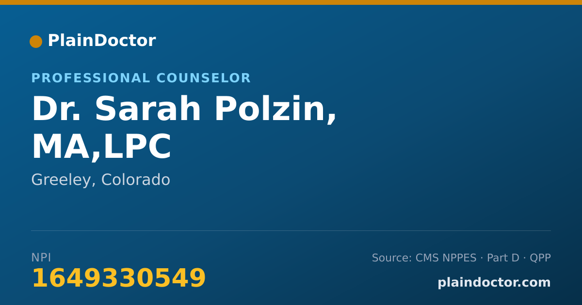 Shareable card for Sarah Polzin, MA,LPC - Professional Counselor, Greeley, CO