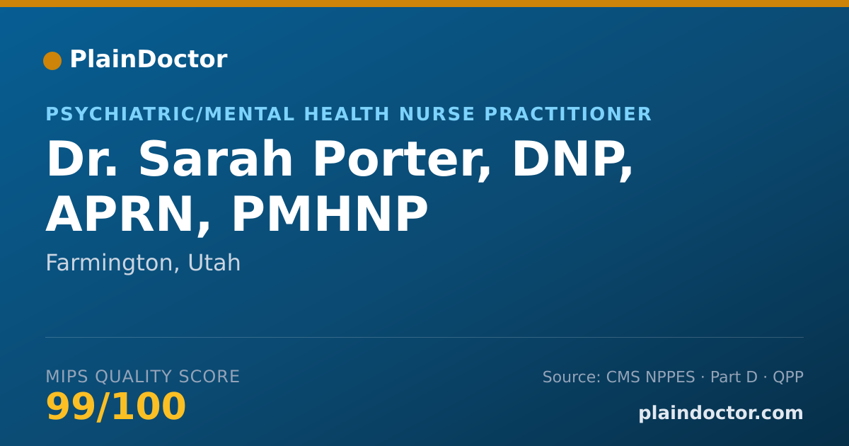Shareable card for Sarah Porter, DNP, APRN, PMHNP - Psychiatric/Mental Health Nurse Practitioner, Farmington, UT