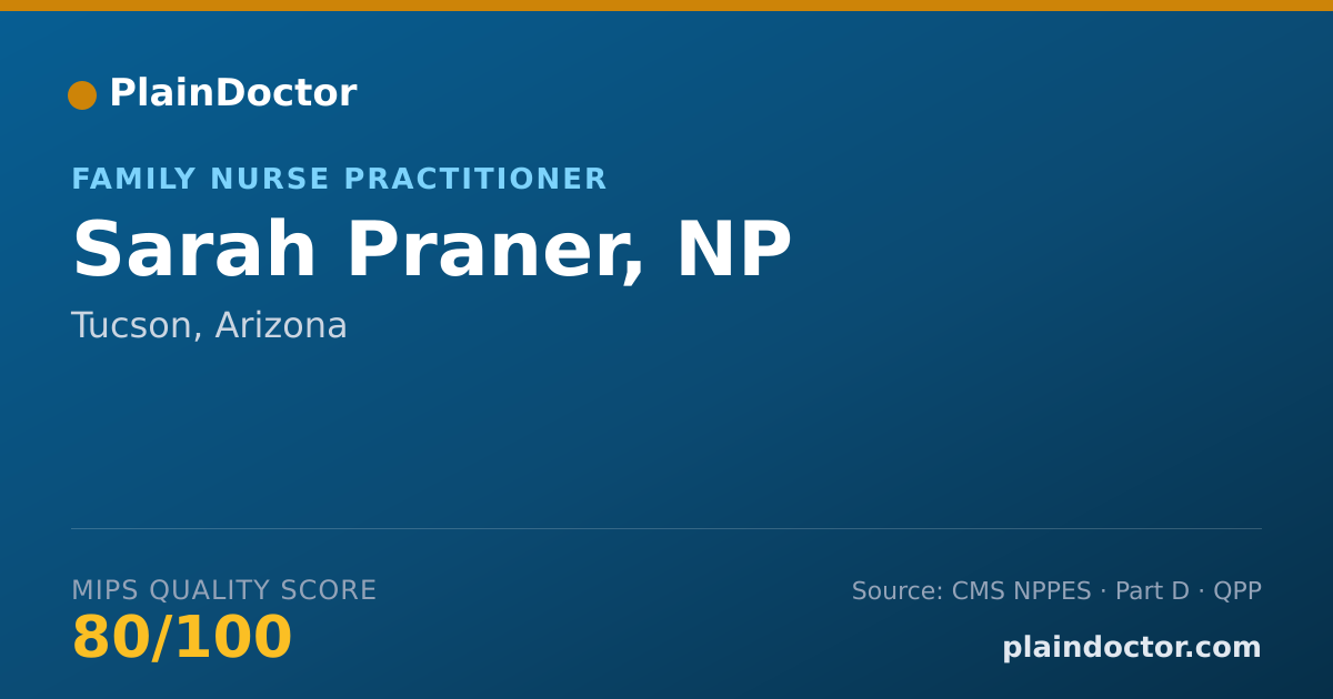 Shareable card for Sarah Praner, NP - Family Nurse Practitioner, Tucson, AZ