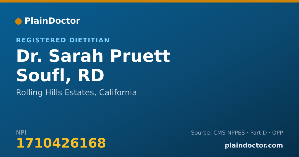 Shareable card for Sarah Pruett Soufl, RD - Registered Dietitian, Rolling Hills Estates, CA